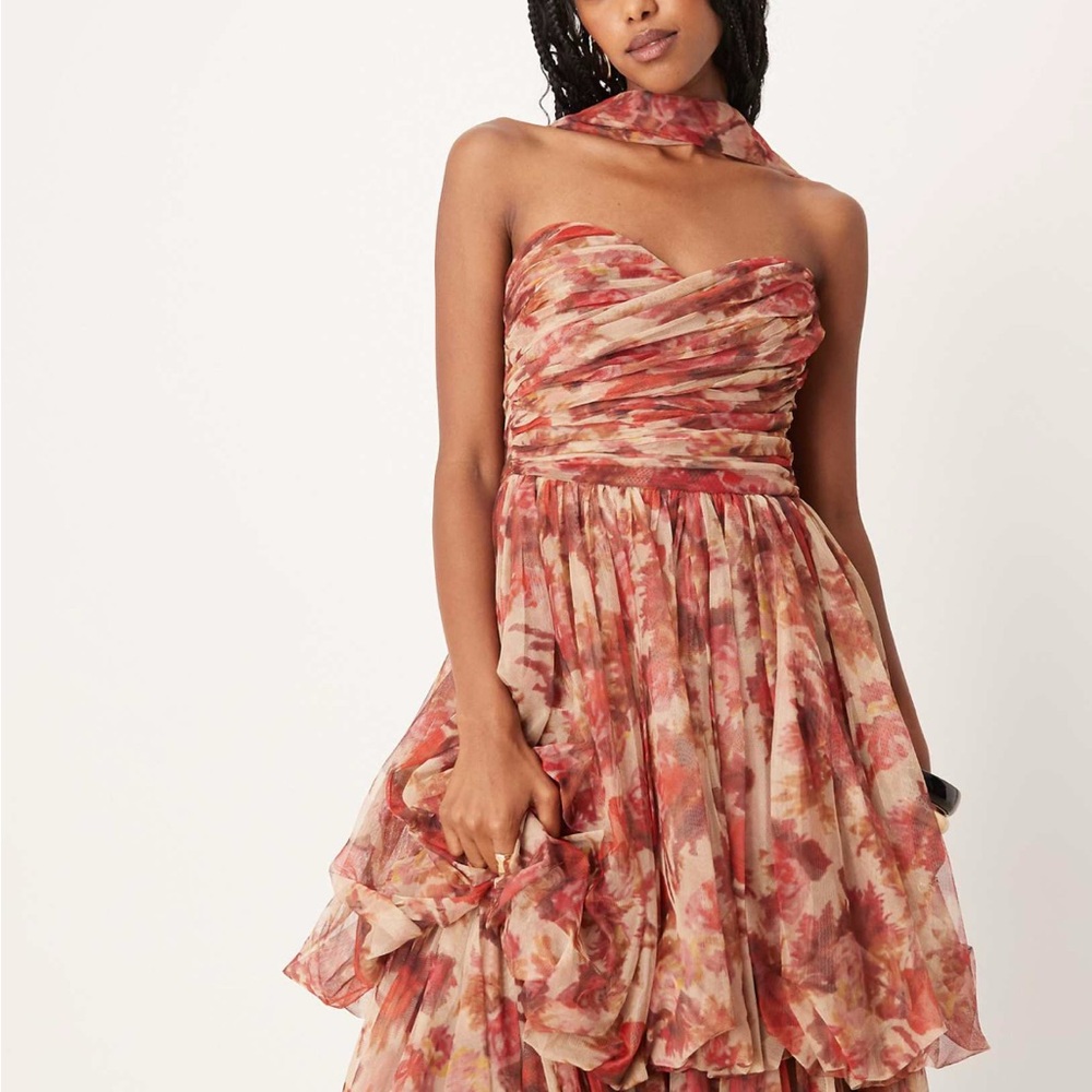 Chic Strapless Floral Maxi Dress